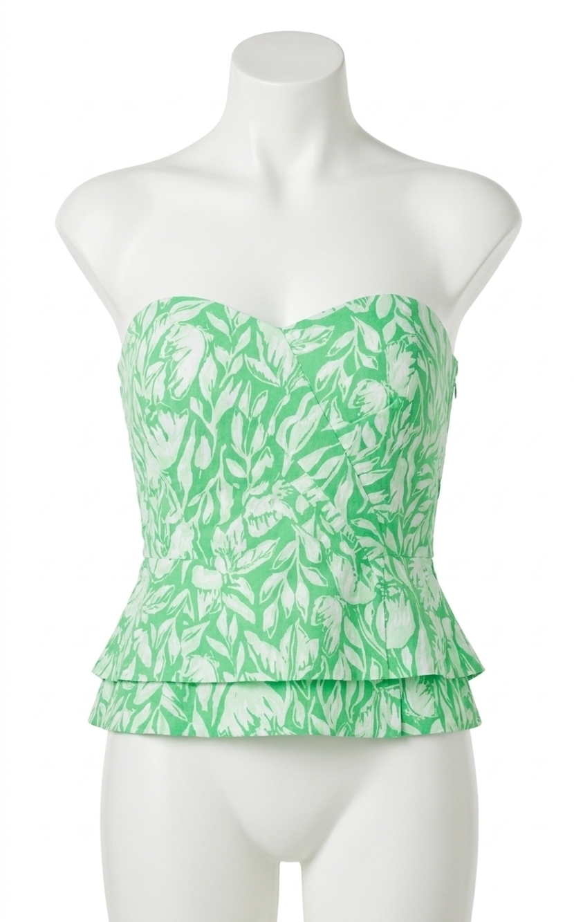 NEW LILLY PULITZER kylo strapless bustier top in fauna green tulip to tango - Picture 1 of 5
